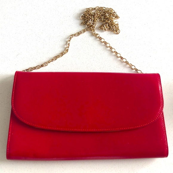 Nordstrom Red Leather Clutch NWOT - Picture 1 of 7